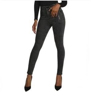 Good American Good Waist Gray Snake Foil Skinny Jeans Size 4/27